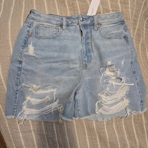 American Eagle Outfitters Light Blue Distressed Denim Shorts